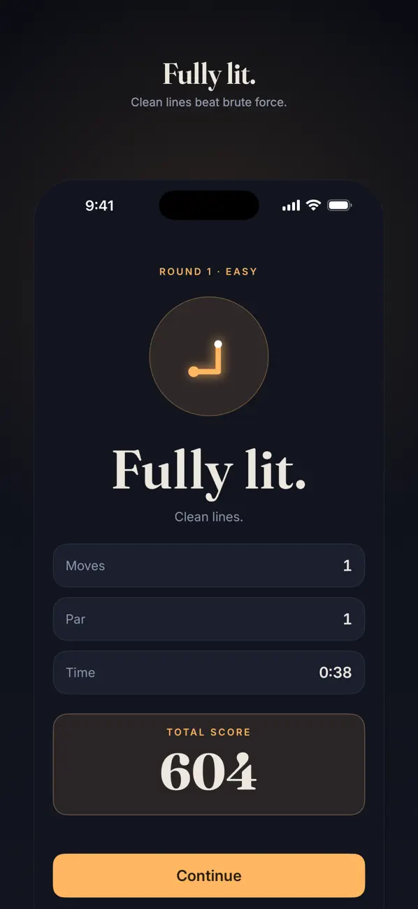 A fully lit board: every mirror and filter in its right place